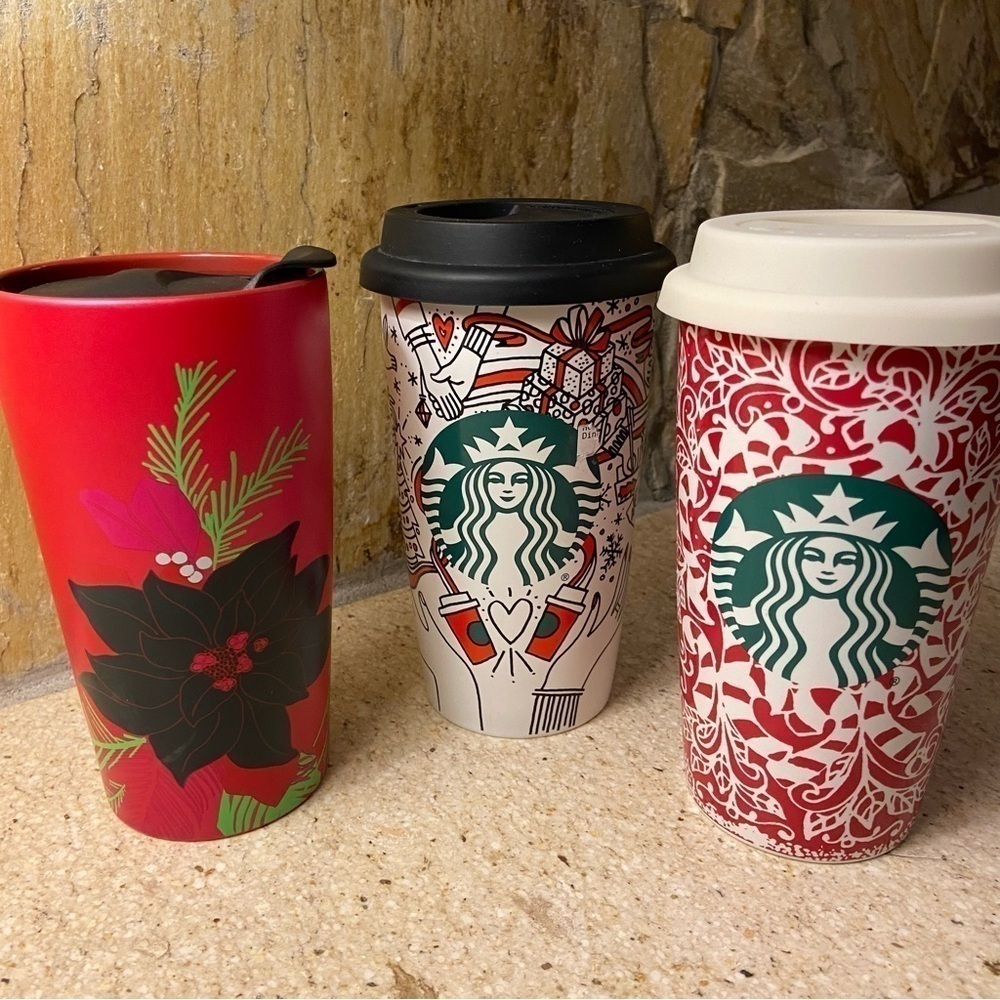 3 Starbucks Christmas Holiday travel mugs - Picture 16 of 16